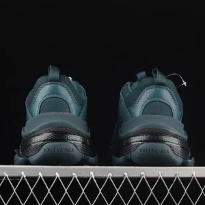 Balenciaga Triple S Clear Sole Double Foam and Mesh Sneakers in Dark Green - RBS40
