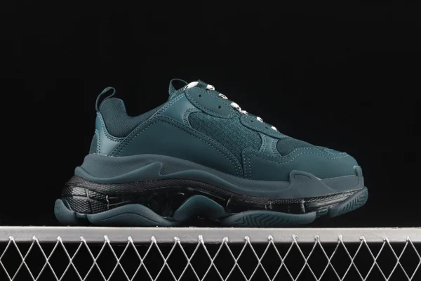 Balenciaga Triple S Clear Sole Double Foam and Mesh Sneakers in Dark Green - RBS40