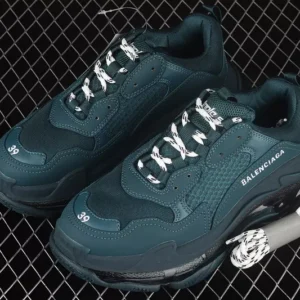 Balenciaga Triple S Clear Sole Double Foam and Mesh Sneakers in Dark Green - RBS40
