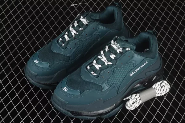 Balenciaga Triple S Clear Sole Double Foam and Mesh Sneakers in Dark Green - RBS40