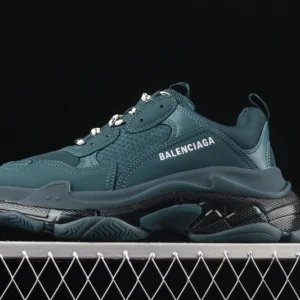 Balenciaga Triple S Clear Sole Double Foam and Mesh Sneakers in Dark Green - RBS40
