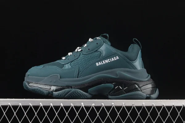 Balenciaga Triple S Clear Sole Double Foam and Mesh Sneakers in Dark Green - RBS40