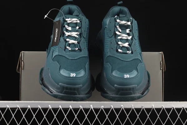 Balenciaga Triple S Clear Sole Double Foam and Mesh Sneakers in Dark Green - RBS40