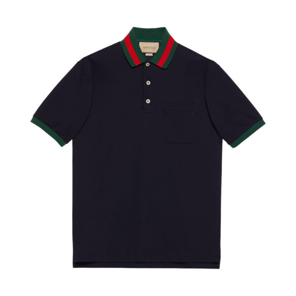 Gucci Cotton Piquet Polo With Web Collar - GRT17