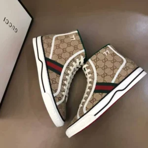 Gucci Tennis 1977 High-Top Sneakers in Beige and Ebony GG Canvas – RGS61
