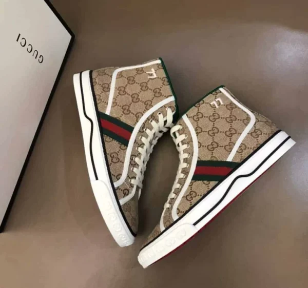 Gucci Tennis 1977 High-Top Sneakers in Beige and Ebony GG Canvas – RGS61