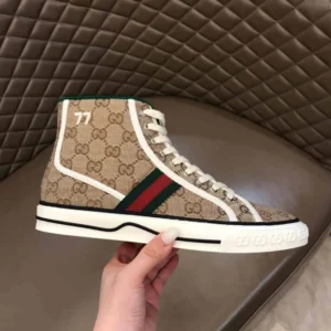Gucci Tennis 1977 High-Top Sneakers in Beige and Ebony GG Canvas – RGS61