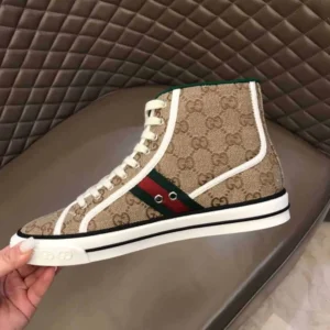Gucci Tennis 1977 High-Top Sneakers in Beige and Ebony GG Canvas – RGS61