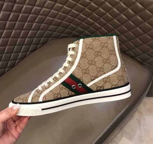 Gucci Tennis 1977 High-Top Sneakers in Beige and Ebony GG Canvas – RGS61