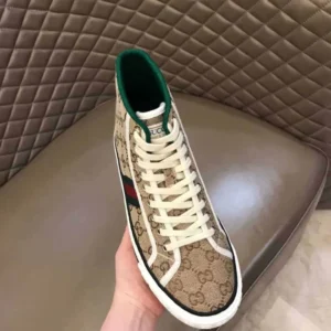 Gucci Tennis 1977 High-Top Sneakers in Beige and Ebony GG Canvas – RGS61