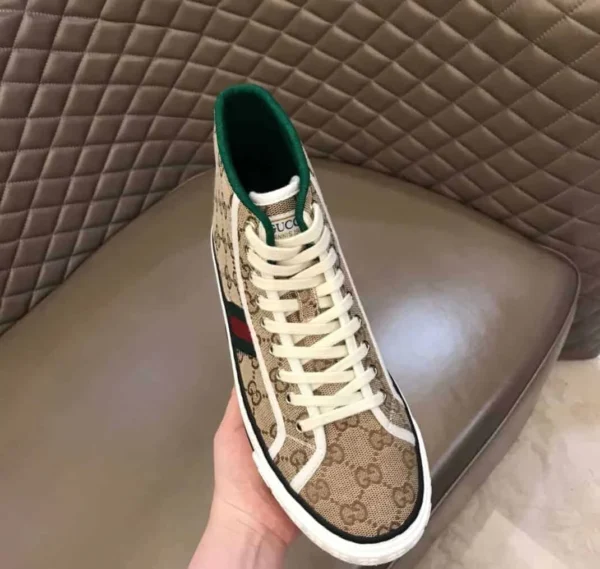 Gucci Tennis 1977 High-Top Sneakers in Beige and Ebony GG Canvas – RGS61