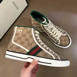 Gucci Tennis 1977 High-Top Sneakers in Beige and Ebony GG Canvas – RGS61