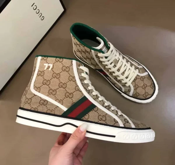 Gucci Tennis 1977 High-Top Sneakers in Beige and Ebony GG Canvas – RGS61