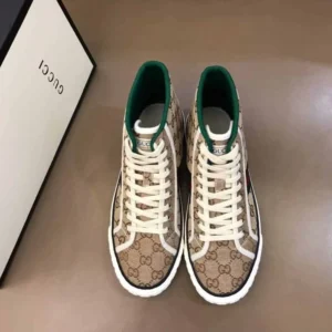 Gucci Tennis 1977 High-Top Sneakers in Beige and Ebony GG Canvas – RGS61