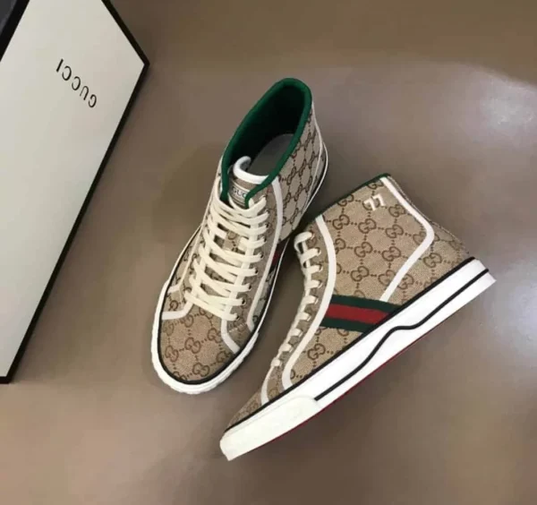 Gucci Tennis 1977 High-Top Sneakers in Beige and Ebony GG Canvas – RGS61