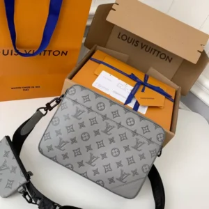 LV Trio Messenger Bag Grey Monogram Shadow Leather - RBV34
