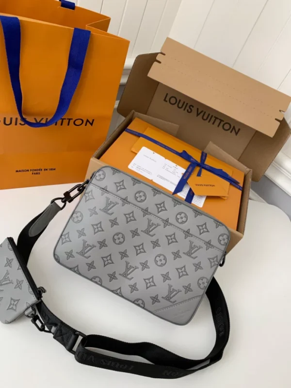 LV Trio Messenger Bag Grey Monogram Shadow Leather - RBV34