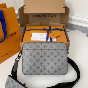 LV Trio Messenger Bag Grey Monogram Shadow Leather - RBV34