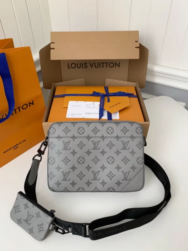LV Trio Messenger Bag Grey Monogram Shadow Leather - RBV34