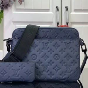 LV Trio Messenger Bag Navy Blue Monogram Shadow - RBV41