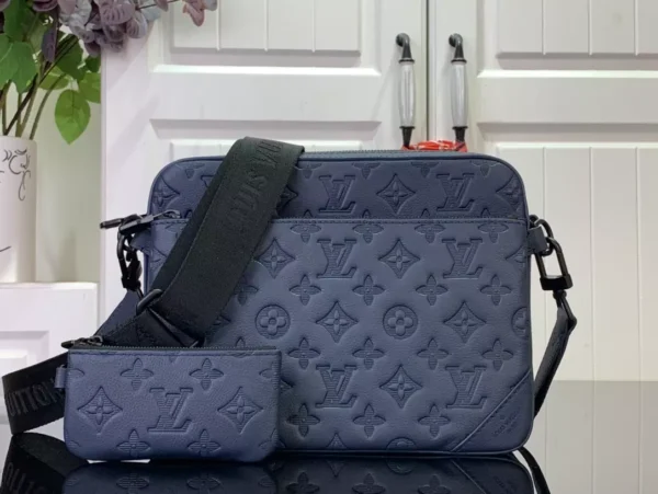 LV Trio Messenger Bag Navy Blue Monogram Shadow - RBV41