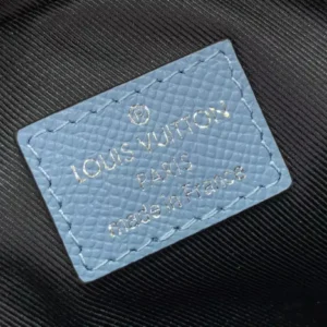 LV Trio Messenger Bag Sky Blue Monogram Canvas Taiga Cowhide Leather - RBV40