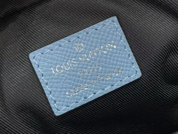 LV Trio Messenger Bag Sky Blue Monogram Canvas Taiga Cowhide Leather - RBV40