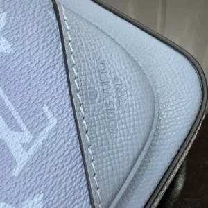 LV Trio Messenger Bag Sky Blue Monogram Canvas Taiga Cowhide Leather - RBV40