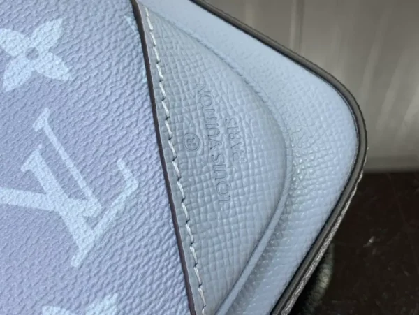 LV Trio Messenger Bag Sky Blue Monogram Canvas Taiga Cowhide Leather - RBV40
