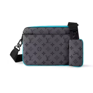 LV Trio Messenger Bag Turquoise Monogram Eclipse Reverse Canvas - RBV37
