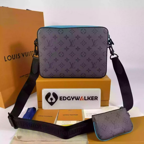 LV Trio Messenger Bag Turquoise Monogram Eclipse Reverse Canvas - RBV37