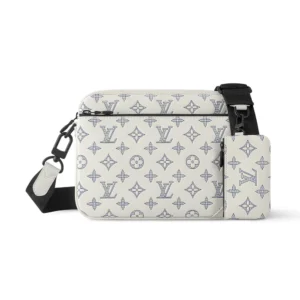 LV Trio Messenger Bag WhiteNavy Blue Monogram Shadow Calf Leather - RBV43