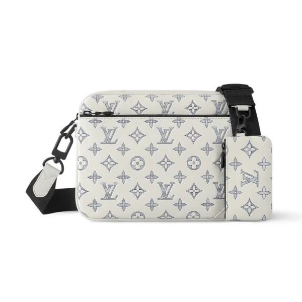 LV Trio Messenger Bag WhiteNavy Blue Monogram Shadow Calf Leather - RBV43
