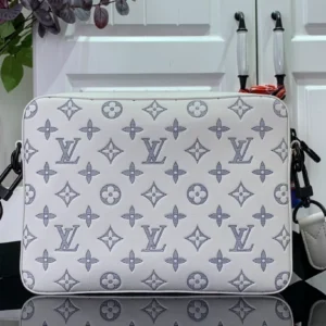 LV Trio Messenger Bag WhiteNavy Blue Monogram Shadow Calf Leather - RBV43