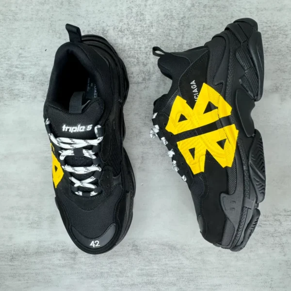 Balenciaga Triple S Tape Type Sneaker in Black and Yellow - RBS81