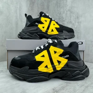 Balenciaga Triple S Tape Type Sneaker in Black and Yellow - RBS81