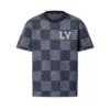 LV Damier Short-Sleeved Crewneck With LV Crystal Patch - LRT69