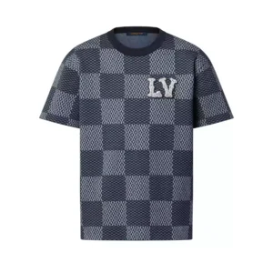 LV Damier Short-Sleeved Crewneck With LV Crystal Patch - LRT69