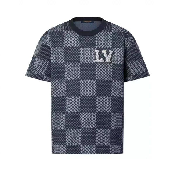 LV Damier Short-Sleeved Crewneck With LV Crystal Patch - LRT69