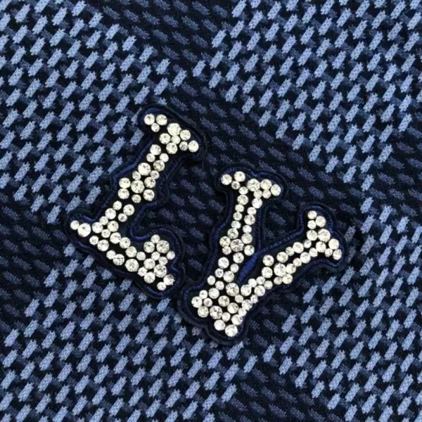 LV Damier Short-Sleeved Crewneck With LV Crystal Patch - LRT69
