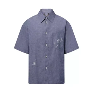 LV Embroidered Chambray Short-Sleeved Shirt - LRT61