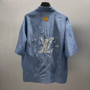 LV Embroidered Chambray Short-Sleeved Shirt - LRT61