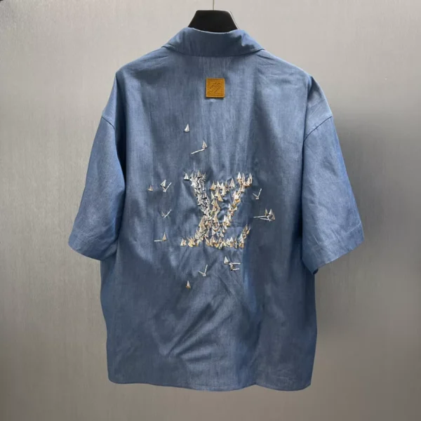 LV Embroidered Chambray Short-Sleeved Shirt - LRT61