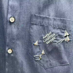 LV Embroidered Chambray Short-Sleeved Shirt - LRT61
