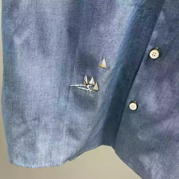 LV Embroidered Chambray Short-Sleeved Shirt - LRT61