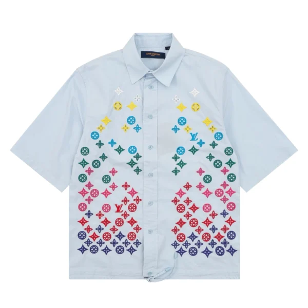 LV Monogram Flowers Embroidered Short-Sleeved Shirt - LRT57