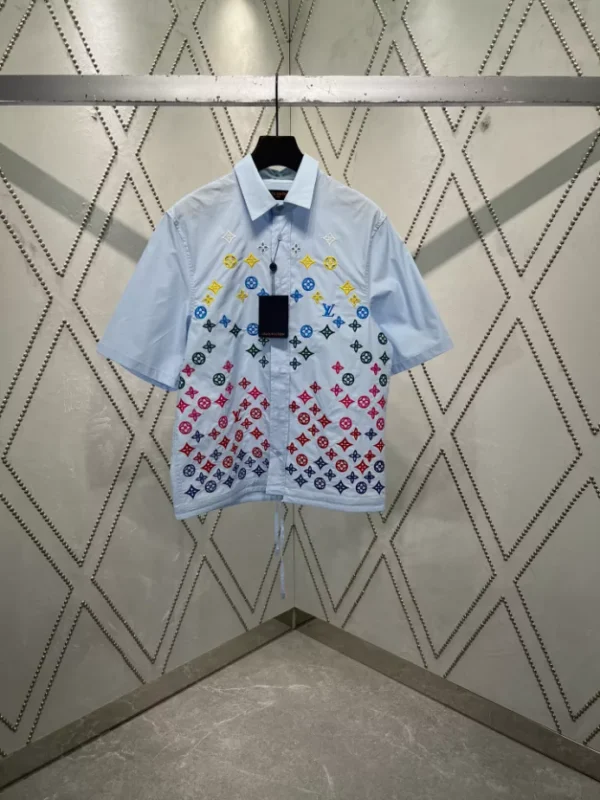 LV Monogram Flowers Embroidered Short-Sleeved Shirt - LRT57