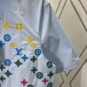 LV Monogram Flowers Embroidered Short-Sleeved Shirt - LRT57