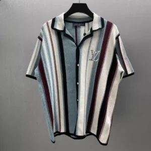LV Striped Crochet Short-Sleeved Shirt - LRT60