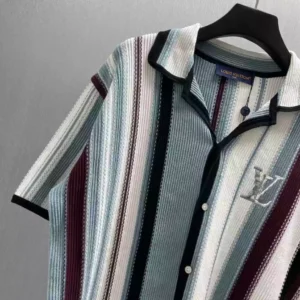LV Striped Crochet Short-Sleeved Shirt - LRT60